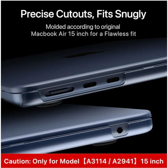 Soonjet Protective Hard Shell Case Midnight MacBook Air 15 inch Case 23-24 - Picture 8 of 9